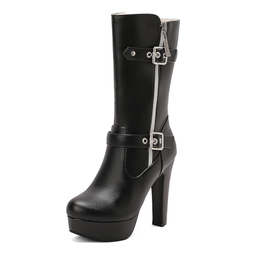 Diuniarza Mid Stiefel Damen Runde Zehen Höhe Ferse Stiefel Plateau Elegant Hohe Stiefel Winter Mode Kleid Stiefeletten Schwarz Gr 39 EU/40 Diuniarza Mid Stiefel Damen Runde Zehen Höhe Ferse Stiefel Plateau Elegant Hohe Stiefel Winter Mode Kleid Stiefeletten Schwarz Gr 39 EU/40 von Diuniarza