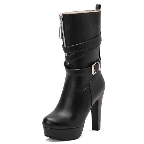 Diuniarza Mid Stiefel Damen Runde Zehen Höhe Ferse Stiefel Plateau Elegant Hohe Stiefel Winter Mode Kleid Stiefeletten Schwarz Gr 40.5 EU/42 Diuniarza Mid Stiefel Damen Runde Zehen Höhe Ferse Stiefel Plateau Elegant Hohe Stiefel Winter Mode Kleid Stiefeletten Schwarz Gr 40.5 EU/42 von Diuniarza
