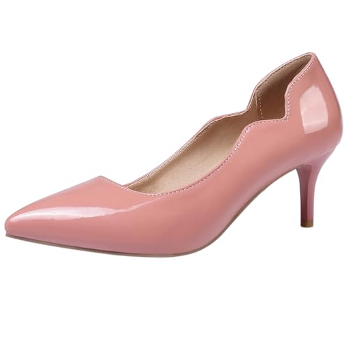 Diuniarza Mid Stiletto Pump Damen Hochzeit Schuhe Abend Ponited Toe Bride Schuhe Elegant Pink Gr 33 EU von Diuniarza