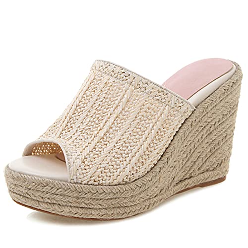 Diuniarza Ohne Verschluss Espadrille Pantoletten Für Damen Strand Plateau Strand Peep Toe Sandals Pantoffeln High Sandalen Beige Gr 40.5 EU/42 Diuniarza Ohne Verschluss Espadrille Pantoletten Für Damen Strand Plateau Strand Peep Toe Sandals Pantoffeln High Sandalen Beige Gr 40.5 EU/42 von Diuniarza