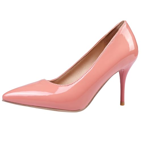 Diuniarza Ohne Verschluss Stilettos Damen Klassische Prom Schuhe Abend Mode Pointed Toe High Schuhe Pump Pink Gr 40 EU/41 von Diuniarza