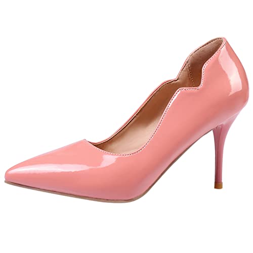Diuniarza Ohne Verschluss Stilettos Damen Klassische Prom Schuhe Abend Mode Pointed Toe High Schuhe Pump Pink Gr 40 EU/41 von Diuniarza