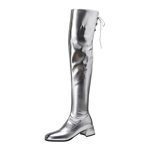 Diuniarza Overknees Warm Stiefel Damen Party Overknees Stiefel Silber Gr 32 EU Diuniarza Overknees Warm Stiefel Damen Party Overknees Stiefel Silber Gr 32 EU von Diuniarza