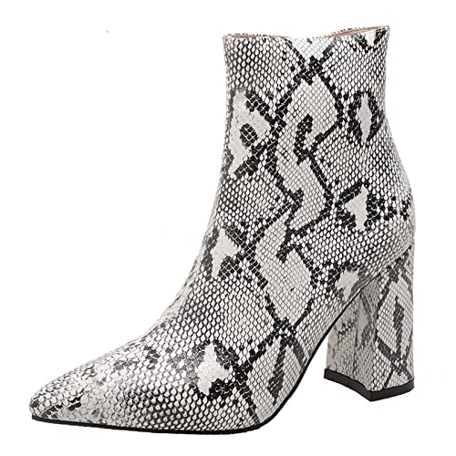 Diuniarza Print Ankle Stiefeletten Damen Pointed Toe Prom Stiefeletten Party Mode Kleid Stiefeletten Grau Gr 36.5 EU/37 von Diuniarza
