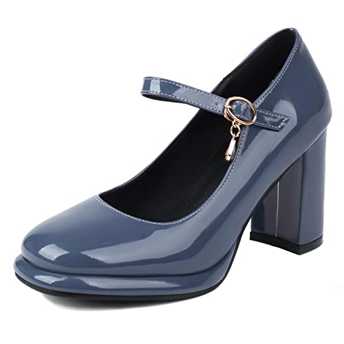 Diuniarza Runde Zehen Block High Schuhe Damen Party Schuhe Plateau Pumps Schnalle Blau-Grau Gr 40.5 EU/42 Diuniarza Runde Zehen Block High Schuhe Damen Party Schuhe Plateau Pumps Schnalle Blau-Grau Gr 40.5 EU/42 von Diuniarza