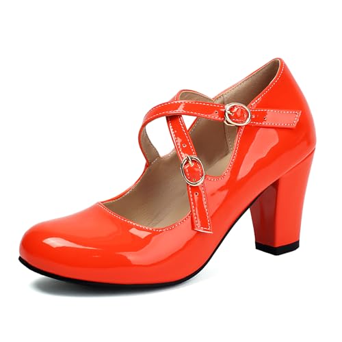 Diuniarza Runde Zehen Block High Schuhe Damen Strap Prom Schuhe Party Hochzeit Pumps Schnalle Orange Gr 37 EU/38 Diuniarza Runde Zehen Block High Schuhe Damen Strap Prom Schuhe Party Hochzeit Pumps Schnalle Orange Gr 37 EU/38 von Diuniarza