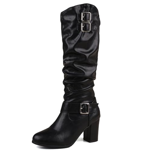 Diuniarza Schnalle Lockere Stiefel Damen Blockabsatz Elegant Stiefel Loose Winter Mode Overknees Stiefel Zip Party Schwarz Gr 48 EU/50 Asiatisch Diuniarza Schnalle Lockere Stiefel Damen Blockabsatz Elegant Stiefel Loose Winter Mode Overknees Stiefel Zip Party Schwarz Gr 48 EU/50 Asiatisch von Diuniarza