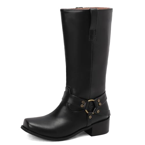 Diuniarza Square Toe Halbschaft Stiefel Damen Weit Calf Reitstiefel Ohne Verschluss Leisure Retro Blockabsatz Stiefel Weit Calf Draußen Schwarz Gr 40 EU/41 Diuniarza Square Toe Halbschaft Stiefel Damen Weit Calf Reitstiefel Ohne Verschluss Leisure Retro Blockabsatz Stiefel Weit Calf Draußen Schwarz Gr 40 EU/41 von Diuniarza
