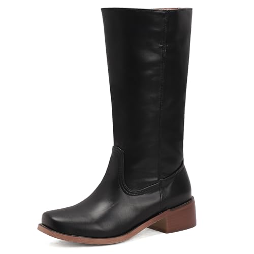 Diuniarza Square Toe Halbschaft Stiefel Damen Weit Calf Reitstiefel Ohne Verschluss Leisure Retro Blockabsatz Stiefel Weit Calf Draußen Schwarz Gr 45 EU/47 Diuniarza Square Toe Halbschaft Stiefel Damen Weit Calf Reitstiefel Ohne Verschluss Leisure Retro Blockabsatz Stiefel Weit Calf Draußen Schwarz Gr 45 EU/47 von Diuniarza