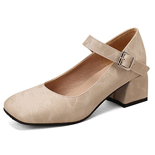 Diuniarza Square Toe Weit Fit Mary Jane Blockabsatz Damen Schuhe Mary Jane Mitte Absatz Sweet Girl Schuluniform Schuhe Concise Aprikose Gr 40.5 EU/42 Asiatisch Diuniarza Square Toe Weit Fit Mary Jane Blockabsatz Damen Schuhe Mary Jane Mitte Absatz Sweet Girl Schuluniform Schuhe Concise Aprikose Gr 40.5 EU/42 Asiatisch von Diuniarza