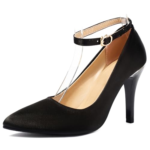 Diuniarza Stiletto Bridal Pointed Toe Damen Pump Höhe Ferse Abend Party Schuhe Concise Glitzer Schwarz Gr 38 EU/39 Asiatisch von Diuniarza