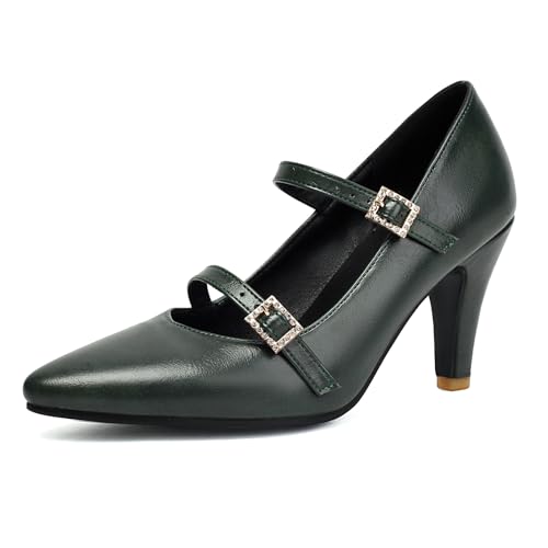 Diuniarza Stiletto Pump Damen Pointed Toe Schuhe T-Strap Elegant Party Schuhe Prom Pumps Grün Gr 43 EU/45 von Diuniarza