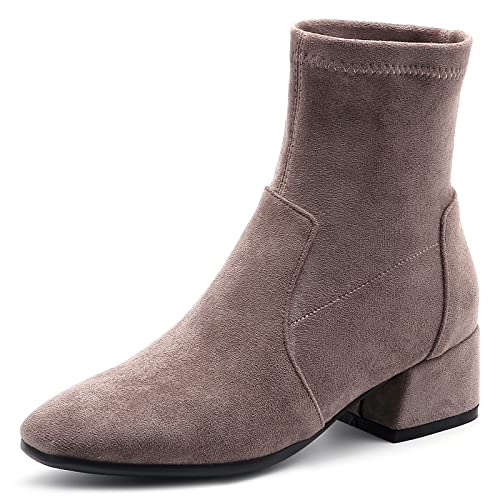 Diuniarza Stretch Stiefeletten Damen Buro Stiefeletten Concise Low Block Stiefel Stiefeletten Buro Grau Gr 33 EU von Diuniarza
