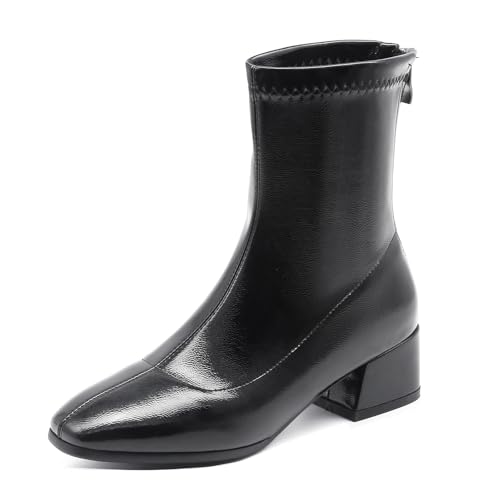 Diuniarza Stretch Stiefeletten Damen Buro Stiefeletten Concise Low Block Stiefel Stiefeletten Buro Schwarz Gr 32 EU von Diuniarza