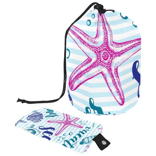Make-up-Tasche mit Kordelzug, fassförmige Reise-Kosmetiktasche, Make-up-Tasche, faltbare Kulturbeutel, Organizer, Aufbewahrungstasche für Damen und Mädchen, Sommer, Cocktail, Seestern, Sonnenbrille, Make-up-Tasche mit Kordelzug, fassförmige Reise-Kosmetiktasche, Make-up-Tasche, faltbare Kulturbeutel, Organizer, Aufbewahrungstasche für Damen und Mädchen, Sommer, Cocktail, Seestern, Sonnenbrille, von Diusye