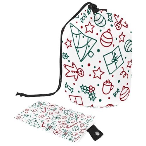 Make-up-Tasche mit Kordelzug, fassförmige Reise-Kosmetiktasche, Make-up-Tasche, faltbare Kulturbeutel, Organizer, Aufbewahrungstasche für Damen und Mädchen, schönes Muster für Weihnachten, multi, von Diusye