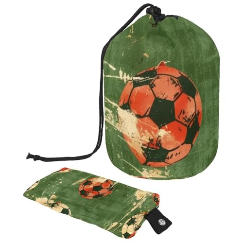 Make-up-Tasche mit Kordelzug, fassförmige Reise-Kosmetiktasche, Make-up-Tasche, faltbare Kulturbeutel, Organizer, Aufbewahrungstasche für Damen und Mädchen – Grunge Soccer, multi, Einheitsgröße, von Diusye