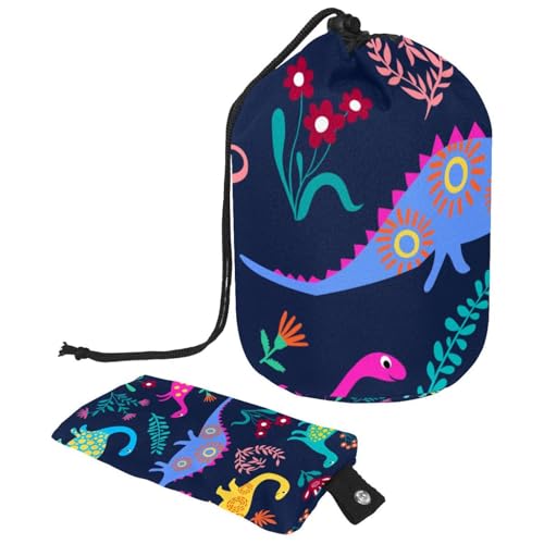 Make-up-Tasche mit Kordelzug, fassförmige Reise-Kosmetiktasche, Make-up-Tasche, faltbarer Kulturbeutel, Organizer, Aufbewahrungstasche für Damen und Mädchen, Dinosaurier-Muster, multi, Einheitsgröße, von Diusye