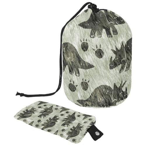 Make-up-Tasche mit Kordelzug, fassförmige Reise-Kosmetiktasche, Make-up-Tasche, faltbarer Kulturbeutel, Organizer, Aufbewahrungstasche für Damen und Mädchen, Jurassic Dinosaurier, Fossil, multi, von Diusye