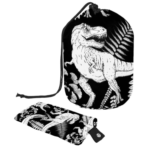 Make-up-Tasche mit Kordelzug, fassförmige Reise-Kosmetiktasche, Make-up-Tasche, faltbarer Kulturbeutel, Organizer, Aufbewahrungstasche für Damen und Mädchen, Tyrannosaurer-Dinosaurier-Skelett, von Diusye