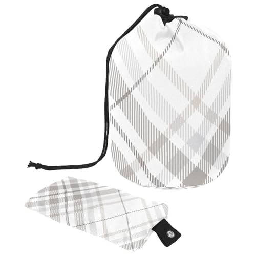 Make-up-Tasche mit Kordelzug, fassförmige Reise-Kosmetiktasche, Make-up-Tasche, faltbarer Kulturbeutel, Organizer, Aufbewahrungstasche für Damen und Mädchen, kariert, Pastellgrau, multi, von Diusye