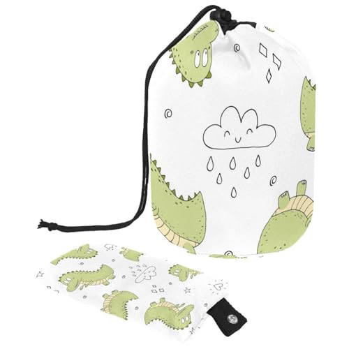 Make-up-Tasche mit Kordelzug, fassförmige Reise-Kosmetiktasche, Make-up-Tasche, faltbarer Kulturbeutel, Organizer, Aufbewahrungstasche für Damen und Mädchen, lustige Dinosaurier, multi, Einheitsgröße, von Diusye