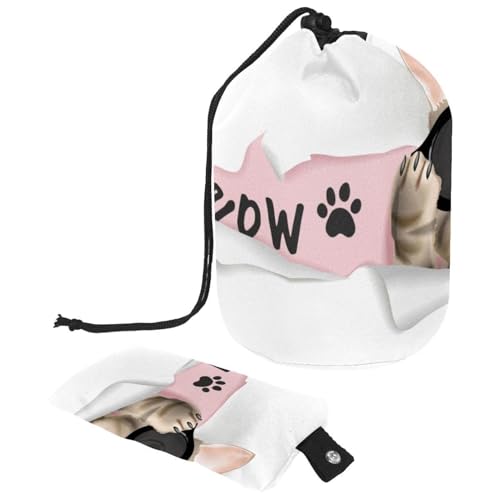 Make-up-Tasche mit Kordelzug, fassförmige Reise-Kosmetiktasche, Make-up-Tasche, faltbarer Kulturbeutel, Organizer, Aufbewahrungstasche für Damen und Mädchen, schwarze Sonnenbrille, multi, Make-up-Tasche mit Kordelzug, fassförmige Reise-Kosmetiktasche, Make-up-Tasche, faltbarer Kulturbeutel, Organizer, Aufbewahrungstasche für Damen und Mädchen, schwarze Sonnenbrille, multi, von Diusye