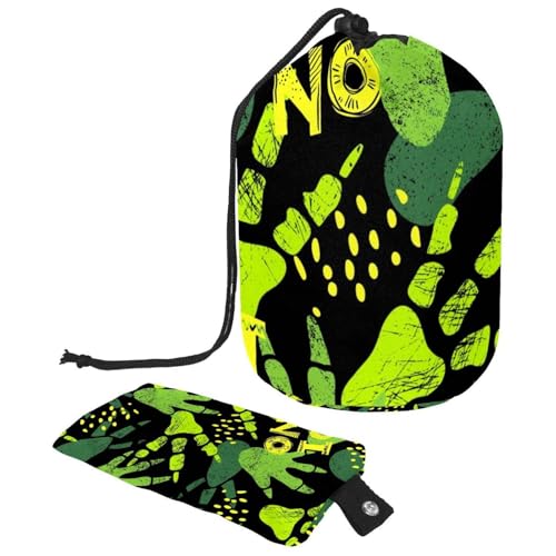 Make-up-Tasche mit Kordelzug, fassförmige Reise-Kosmetiktasche, Make-up-Tasche, faltbarer Kulturbeutel, Organizer für Damen und Mädchen, Motiv: Grunge Dinosaurier, Pfotenklaue, Fußabdruck, multi, von Diusye