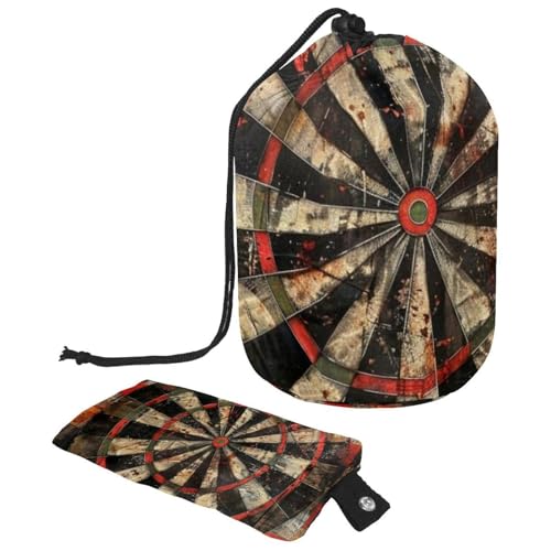Make-up-Tasche mit Kordelzug, fassförmige Reise-Kosmetiktasche, Make-up-Tasche, faltbarer Kulturbeutel, Organizer für Damen und Mädchen – Grunge Dartscheibe, multi, Einheitsgröße, Kulturbeutel von Diusye