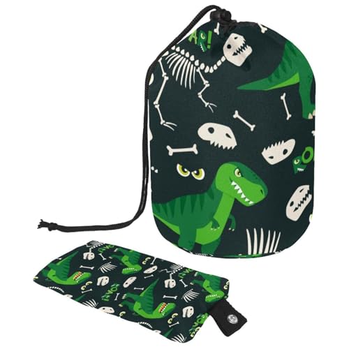 Make-up-Tasche mit Kordelzug, tonnenförmige Reise-Kosmetiktasche, Make-up-Tasche, faltbare Kulturbeutel, Aufbewahrungstasche für Damen und Mädchen, Dinosaurier und Knochen, multi, Einheitsgröße, von Diusye