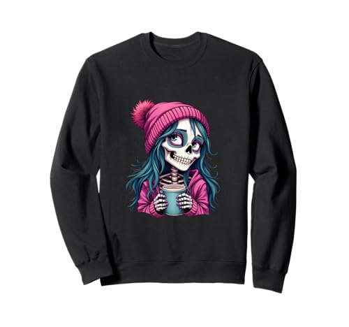 Diva Totenkopf Skelett Design für Mädchen Frauen pink Kaffee Sweatshirt von Diva Totenkopf Design für Mädchen und Frauen