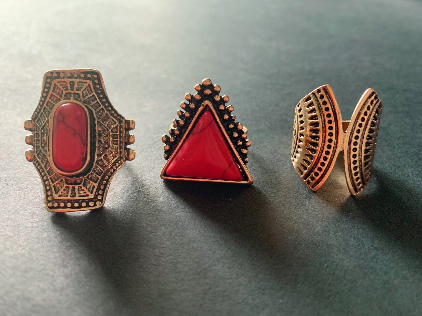 3 Stück Stein Ring Set, Antik, Vintage Stil, Set Für Frauen, Boho, Knuckle Ringe, Statement, Cocktail Modeschmuck von DivaChicTreasures