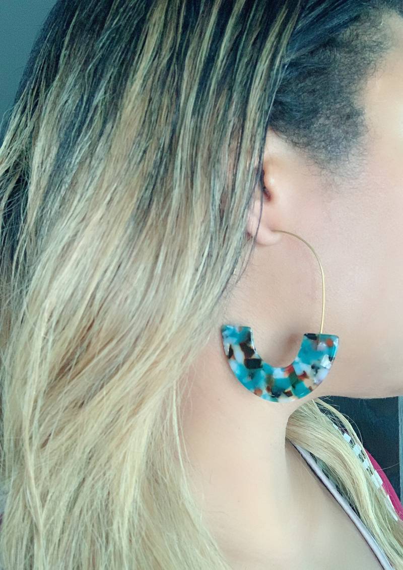 Große Acryl Hängen Ohrringe Für Frauen, Mode Halbkreisförmig, Große Tropfen Ohrring Statement Schmuck, Schildkröte von DivaChicTreasures