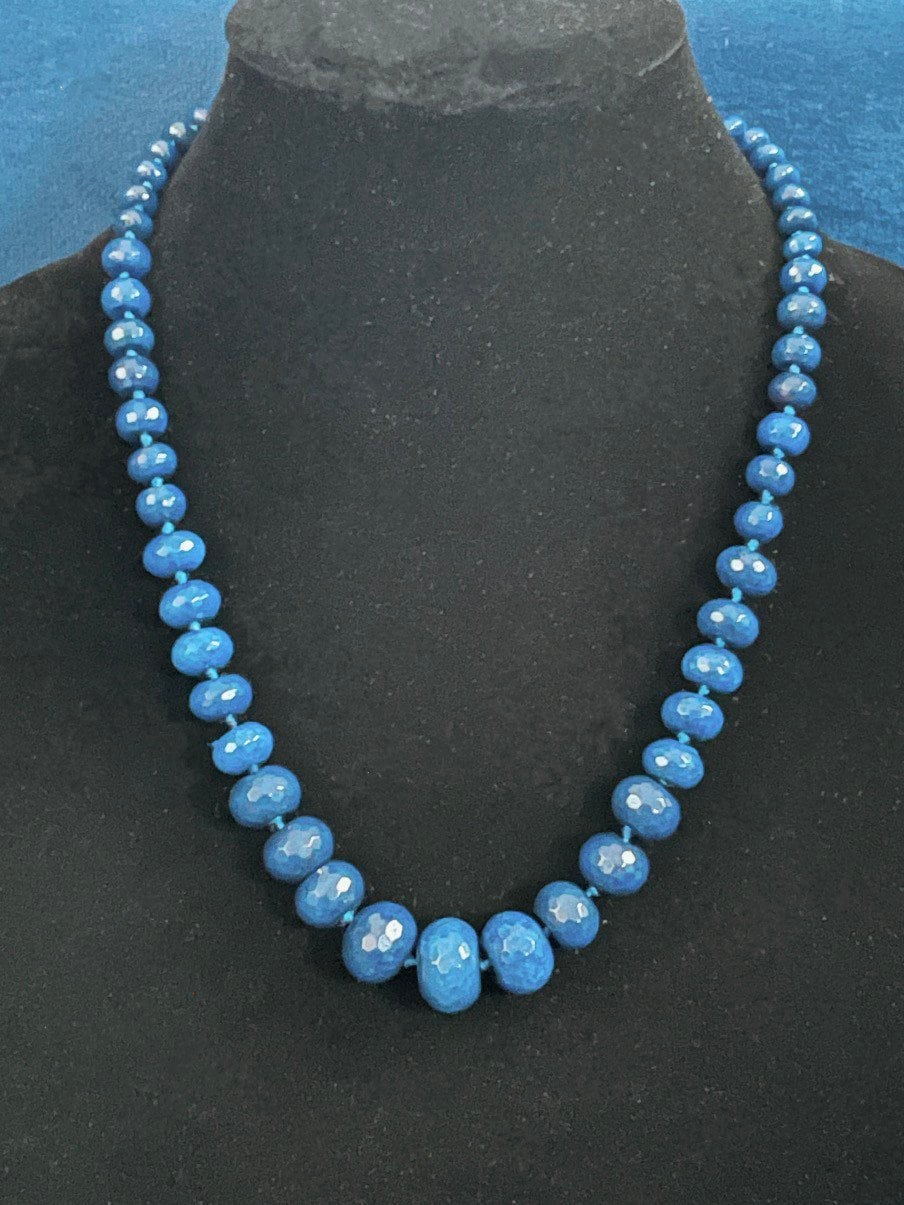 Lapis Lazuli Facettierte Halskette, Handgemacht, Blau, Edelstein Halsband Perlen, Chunky, Modeschmuck Für Frauen von DivaChicTreasures