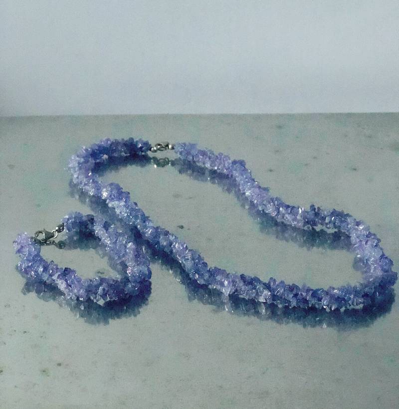 Lila Edelstein Halskette Und Armband-Set, Handgemachte Schmuck, Frauen Natursteine von DivaChicTreasures