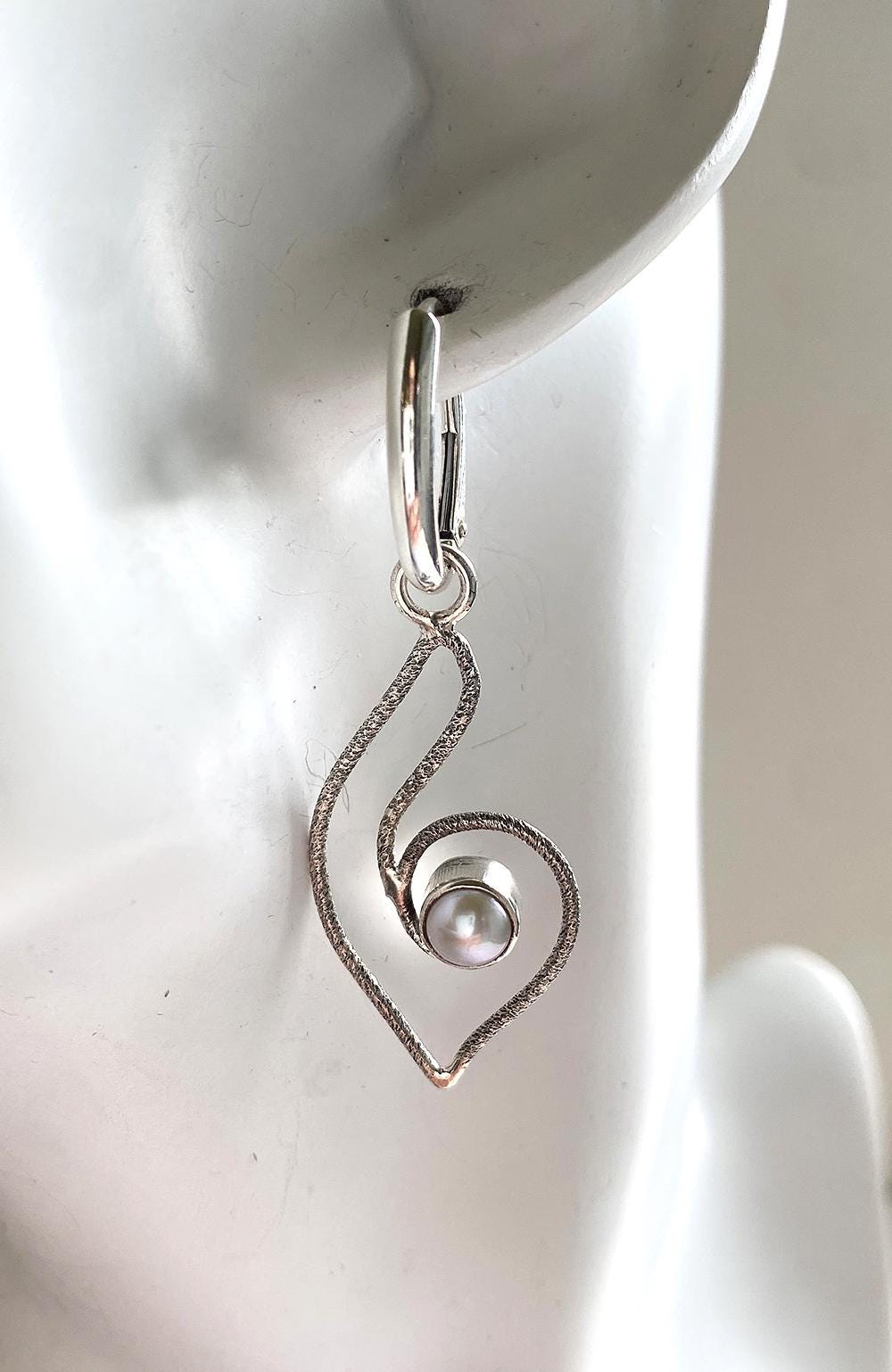 Ohrring Mit Perle Aus Silber 925, Vintage Stil, Statement Schmuck von DivaKreationen