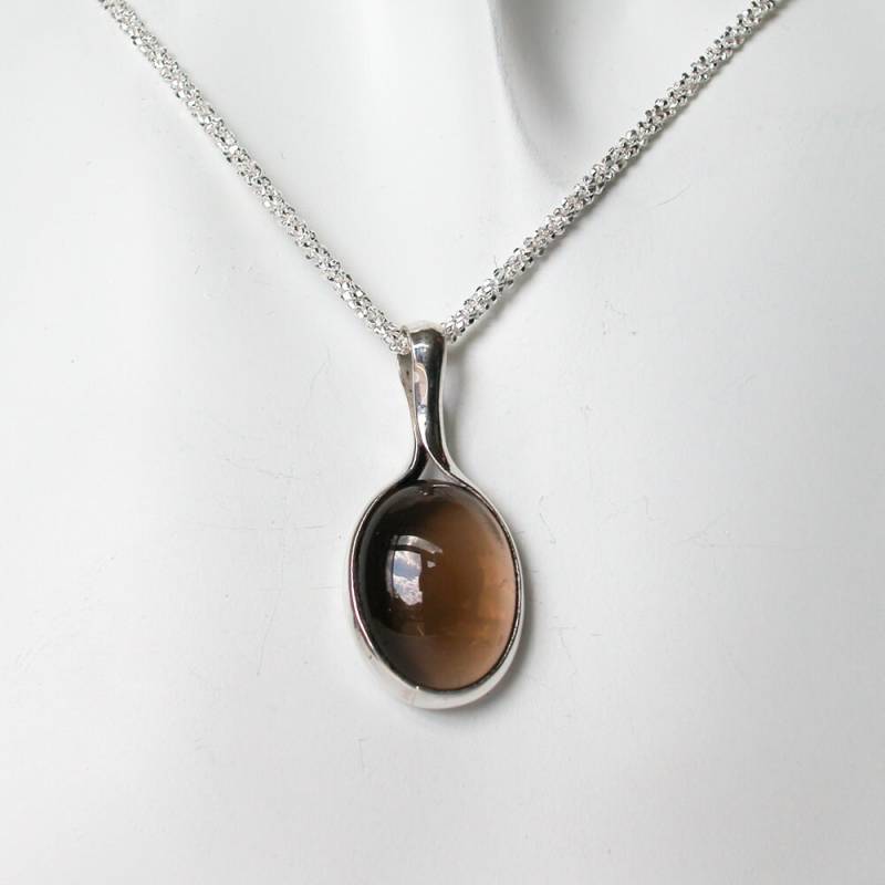 Rauchquarz Anhänger Silber, Ovaler Silberrahmen Mit Eingefügtem Rauchquarz, Schöner Glanz, Braun Schimmernder Und Fast Durchsichtiger Stein von DivaKreationen
