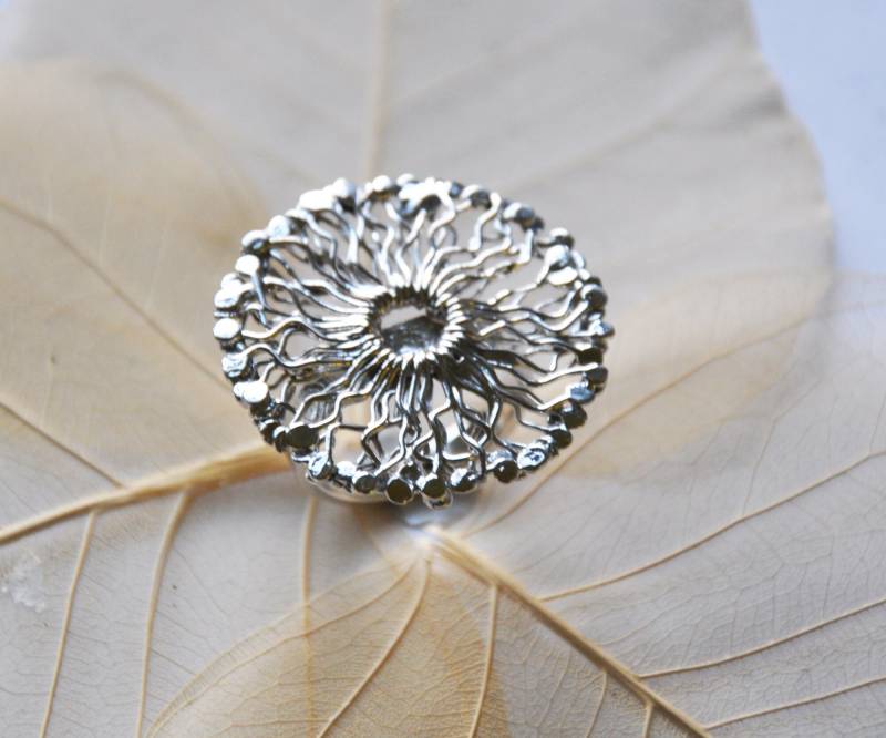 Ring Als Sonne 925 Silber - Durchmesser Ca. 3 cm Wunderschön Glänzend Statement Ring. Slow Fashion Und Etwas Ganz Besonderes von DivaKreationen