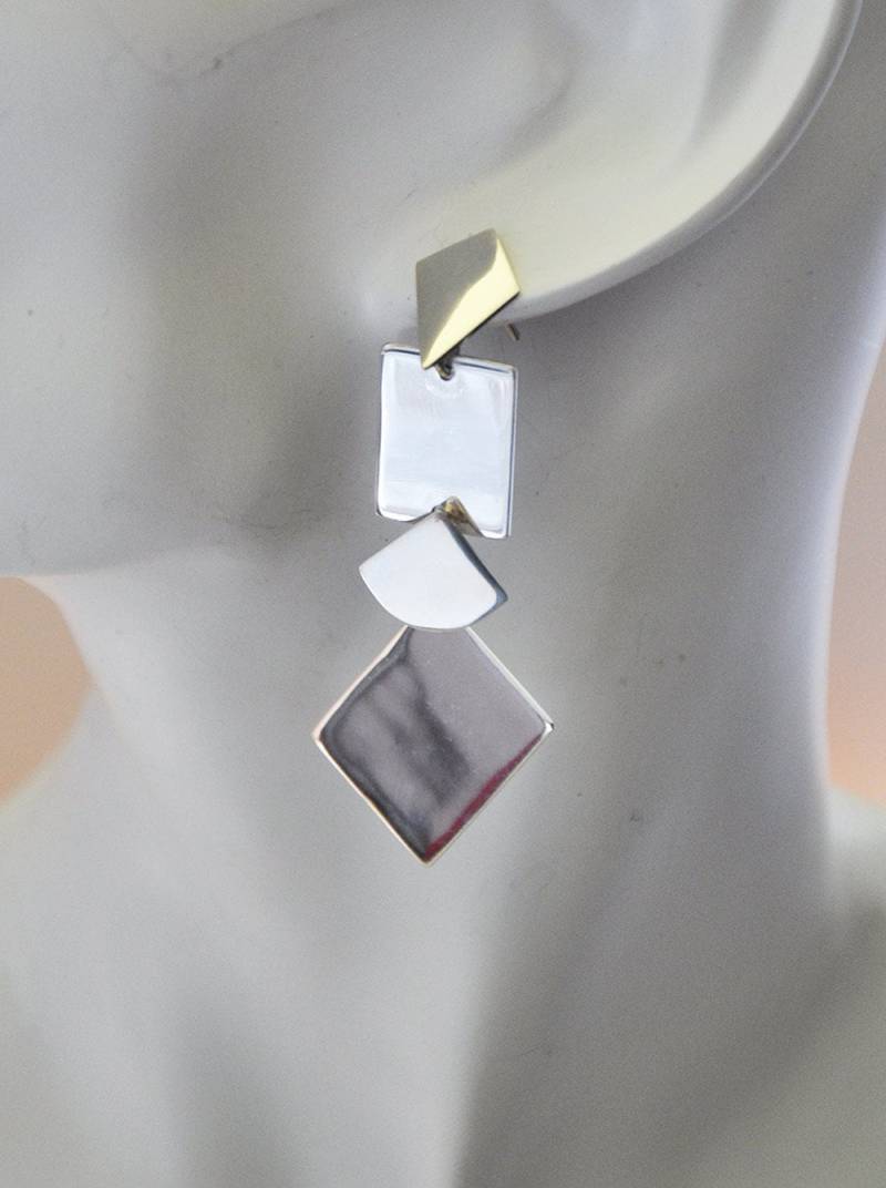 Silberohrringe Aus 4 Elementen Geometrisch Aneinander Gefügt von DivaKreationen