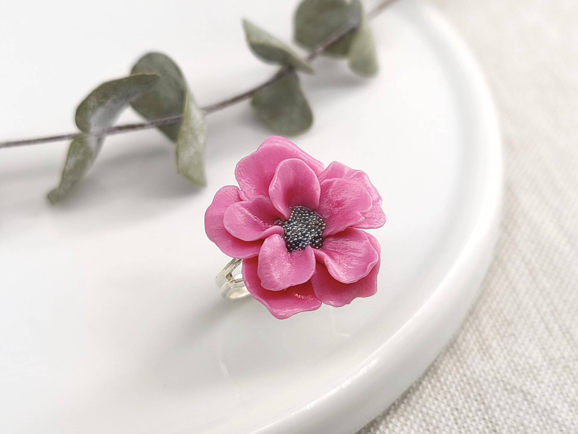 Rosa Rose Ring Fimo Verstellbare, Blumenliebhaber Geschenk, Geschenk Für Sie, Mama, Schwester, Geschenk Tochter von DivasDreamsArt