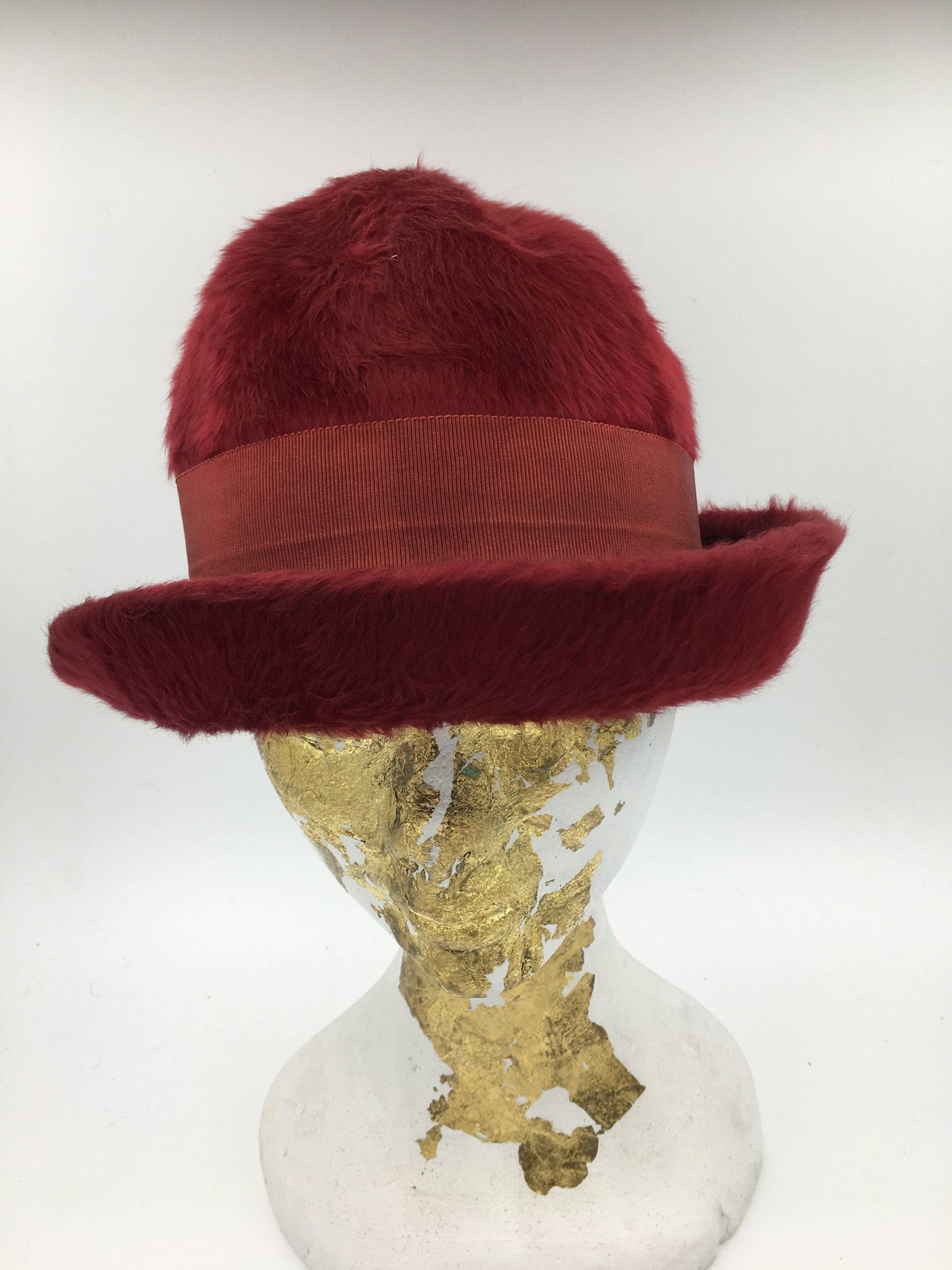 Frauen Vintage Hüte | Roter Filzhut Bienenkorb Mütze Hut Mit Umgeschlagener Krempe Filmkostüm von DivasVintageStore