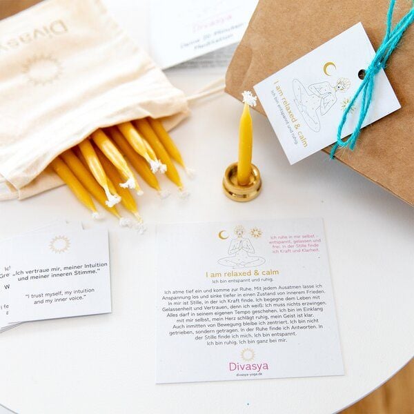Divasya Geschenkset | 20-Minuten-Kerzen für Meditation & Achtsamkeit | I am relaxed & calm von Divasya
