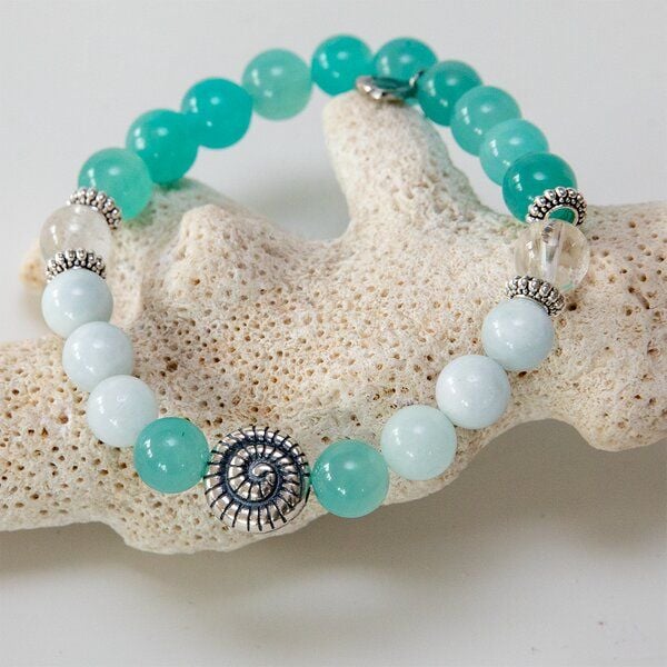 Divasya Armband "Ibiza" aus Amazonit, Aquamarin & Bergkristall von Divasya