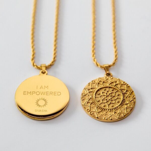 Divasya Halskette mit Mandala Anhänger | vergoldet | I am empowered von Divasya