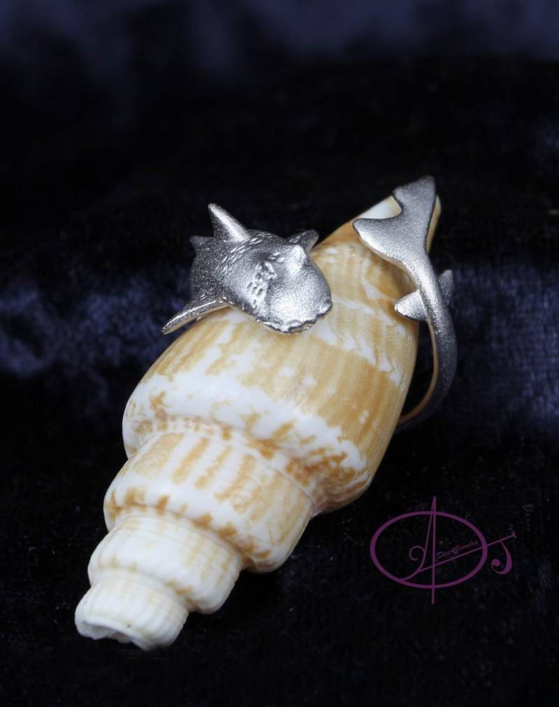 Port Jackson Hai Ring Sterling Silber Größe Einstellbar Hornhai Bullhead Schmuck Taucher Geschenk Von Dive4Jewelry von Dive4Jewelry