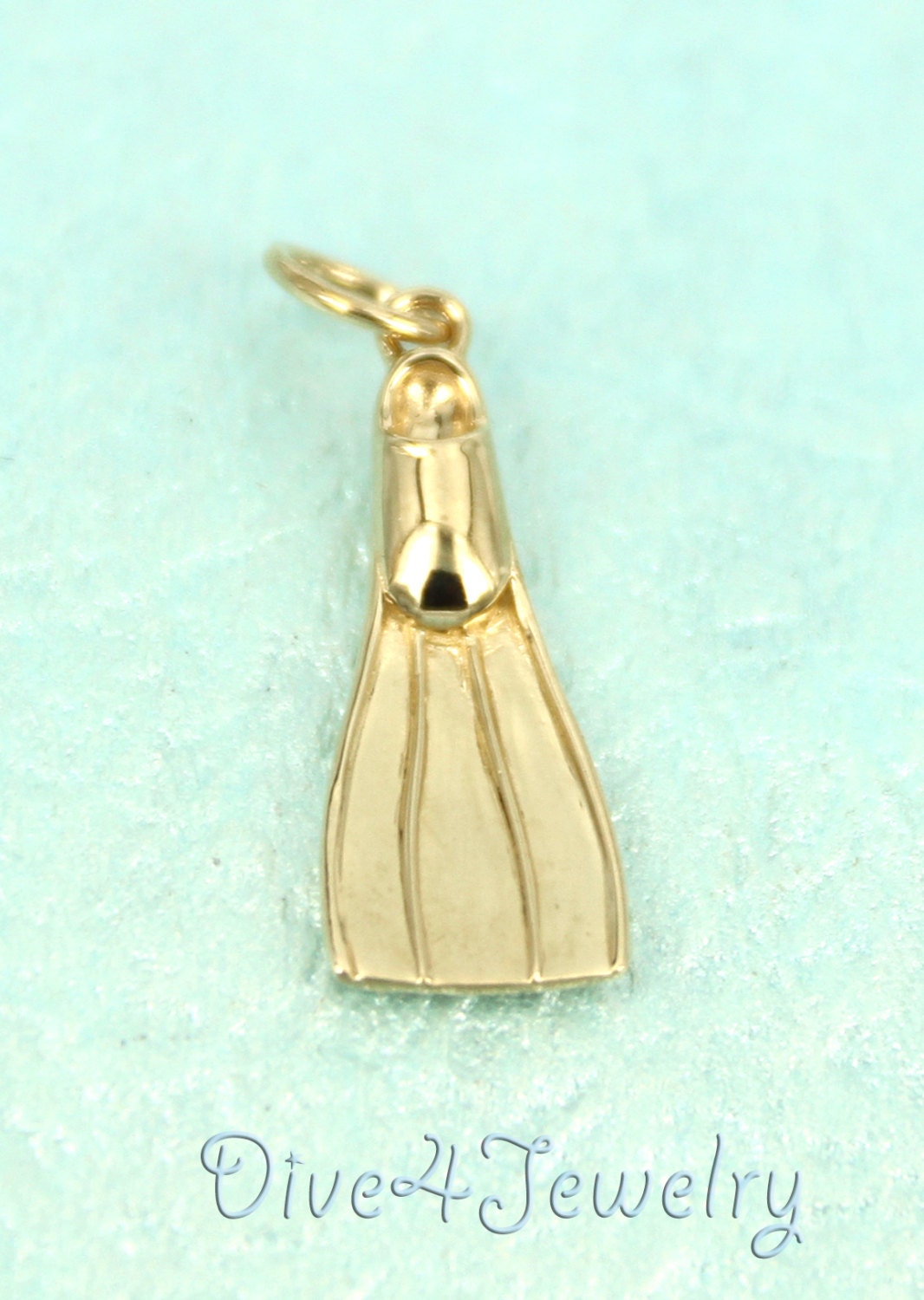 Taucher Flosse 9K 9Ct Charm Echtgold Flipper Mit Kettenhalskette Schorcheln Scuba Dive Sport Ausrüstung Anhänger Schwimmflosse von Dive4Jewelry