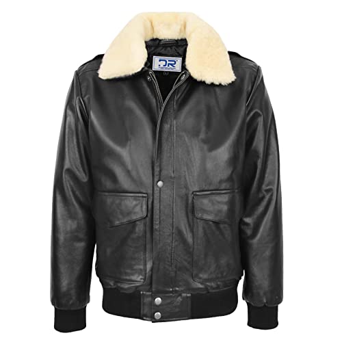 DR174 Herren Flugjacke aus echtem Rindsleder schwarz, Schwarz , M DR174 Herren Flugjacke aus echtem Rindsleder schwarz, Schwarz , M von Divergent Retail