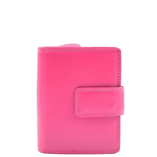 DR673 Damen Elegant Bi Fold Style Echtleder Geldbörse Kirschrot, kirschrot, S, Casual von Divergent Retail