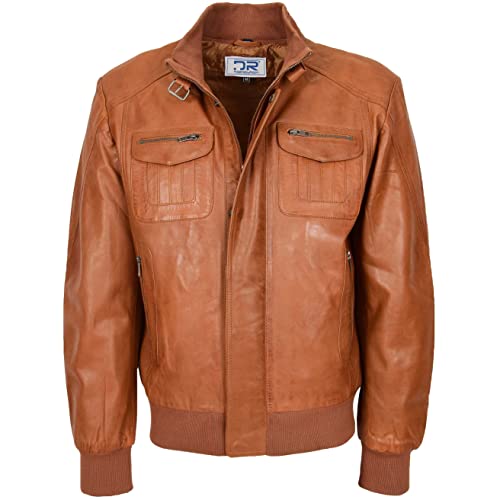 Divergent Retail DR110 Herren Lederjacke Bomber Style Tan, hautfarben, XXL von Divergent Retail