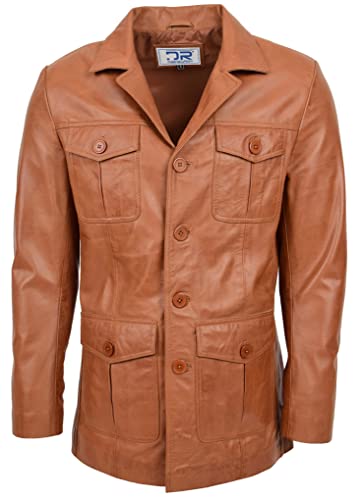 Divergent Retail DR136 Herren Klassische Safari Lederjacke Tan, hautfarben, 4XL Hoch von Divergent Retail